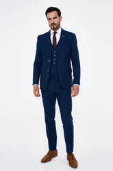 House of Cavani Seeba Navy Regular Three Piece Suit
